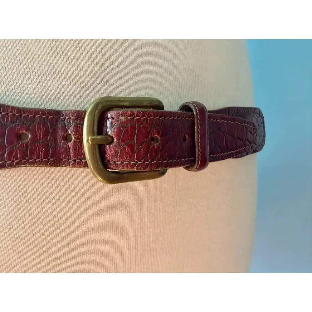 BROOKS BROTHERS Distressed Navy Stretch Belt w/Leather Trim sz 38 (Runs small)